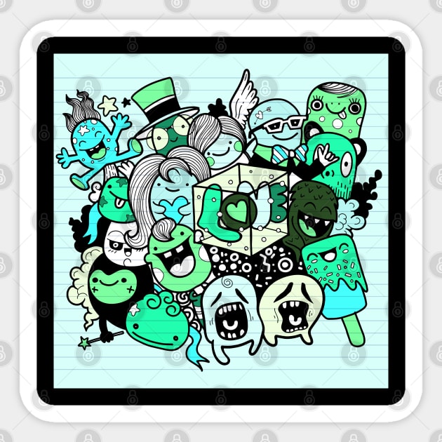 Little Green Monsters Sticker by Red Rov